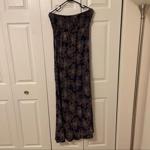 CharoletteRusse strapless maxi  dress blue with red yellow white flowers